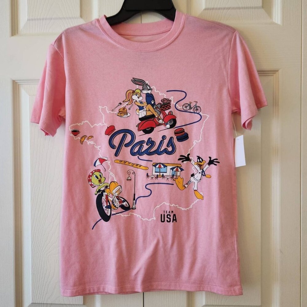 Looney Tunes Paris Pink T-Shirt Team USA Graphic Tee S